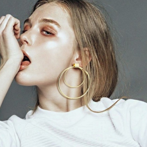 Jewelry - LAST ONE//Double Layer Circle Hoop Earrings